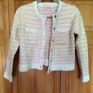 Crewcuts Pink and White Kids Cardigan Sweater